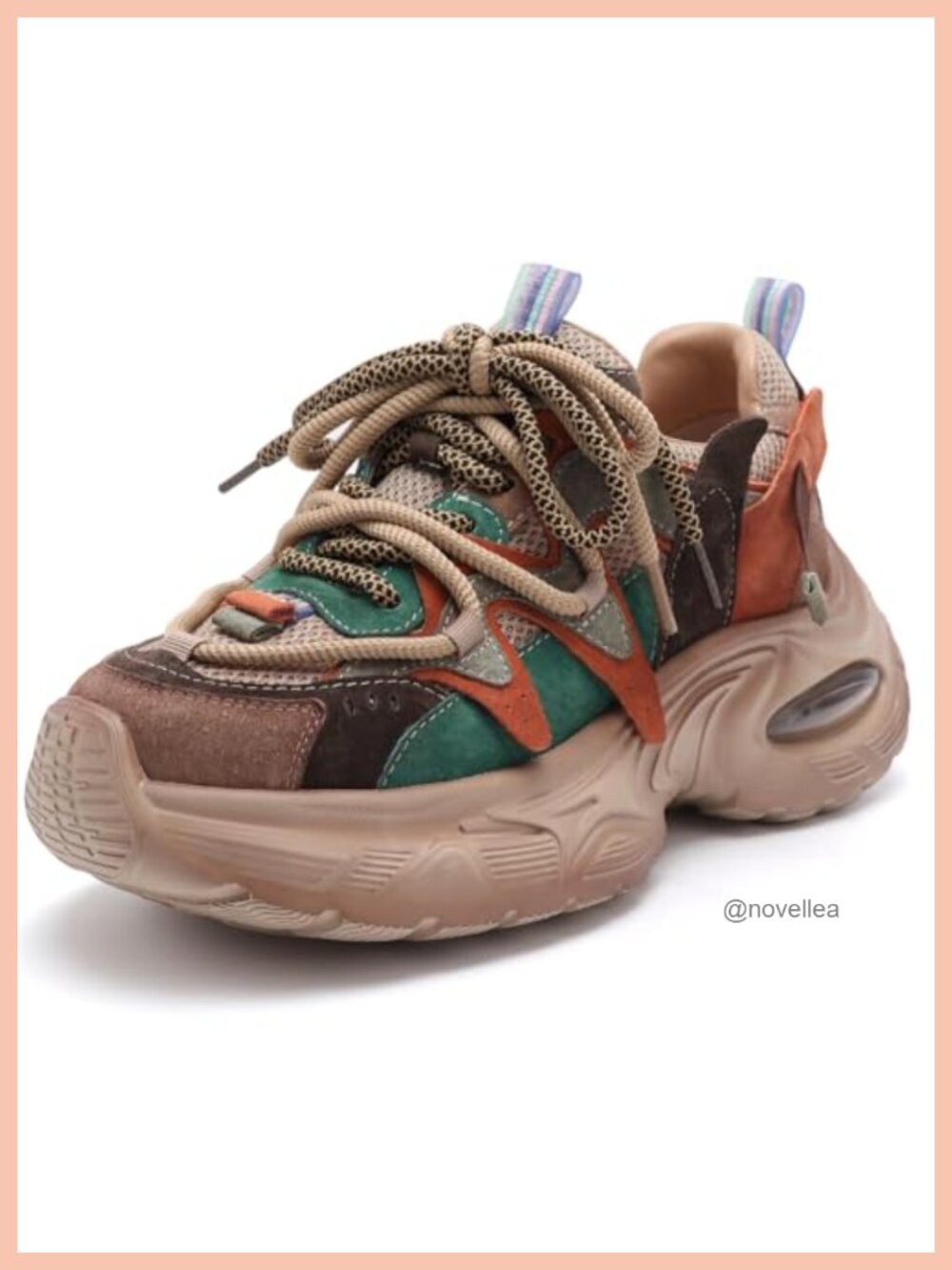 Women's Platform Lace-Up Sneakers Leather Mesh Athletic Walking Shoes